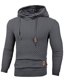 TARAINYA Kapuzenpullover Herren Langarm Casual Hoodies Männer Sweat Hoody Kordelzug Dunkelgrau L von TARAINYA