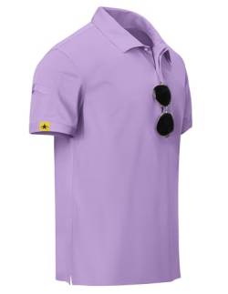 TARAINYA Poloshirt Herren Kurzarm Pentagramm Piqué-Qualität Polohemd Golf Sports Polo Männer Lila L von TARAINYA