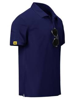 TARAINYA Poloshirt Herren Kurzarm Pentagramm Piqué-Qualität Polohemd Golf Sports Polo Männer Navy blue M von TARAINYA