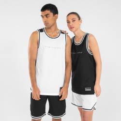 Damen/Herren Basketball Trikot ärmellos - T500 schwarz/weiss von TARMAK