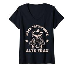 Damen BÖSE ALTE TÄTOWIERTE FRAU T-Shirt mit V-Ausschnitt von TATOO OMA MAMA