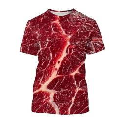 Tshirt Herren Mode Lustiges Frisches Fleisch Beef 3D-Druck T-Shirt Herren Und Frauen Lässig Kurzärmelig Rundes Hals T-Shirt Top-B-XL von TAUEDR