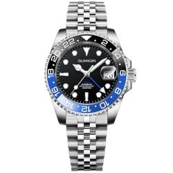 TAYSHILEY Mechanische Armbanduhr für Herren, selbstaufziehend, automatische Saphiruhr, 100 m, wasserdicht, Sportuhr, Datum, leuchtend, mechanisch, selbstaufziehend, doppelte Zeitzone, Schwarz Blau Ju, von TAYSHILEY