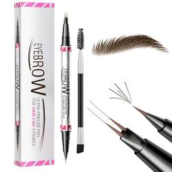 Augenbrauenstift Wasserfest, 2-in-1 Microblading Magischer Augenbrauenstift Dunkelbraun Eyebrow Pencil mit 2 Gabelspitze Applikator, Erzeugt Mühelos Natürlich Aussehende Brauen (2# Braun) von TBLMPNE