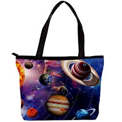 TBOUOBT Damen Tote Umhängetasche, Handtasche mit großer Kapazität,Universum Nebel Galaxie Weltraum Sonnensystem von TBOUOBT