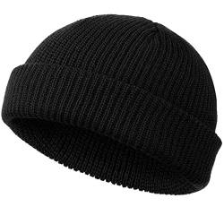 Beanie Mütze Haube Docker Style Trawler Frühling Herbst Winter Weich Leicht Damen Herren Unisex Dichter Stoff Doppellagig Optimale Passform Seemannsmütze Herbst und Winter von TBSCWYF