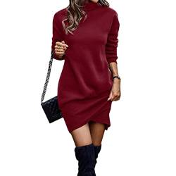 Damen Strickkleid Elegant A Linie Kleid Pulloverkleid Zopfmuster Rundhalsausschnitt Minikleid Strickpullover für Party Freizeit Cocktail Strickkleider Damen Pulloverkleid Elegante Pullover Rundkragen von TBSCWYF