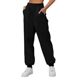 Jogginghose Damen Baumwolle Lang Freizeithosen High Waist Lässige Loose Sweathose mit Taschen Trainingshose Oversize Sporthose Casual Mode Jogginghose Damen Warm Waffle Muster von TBSCWYF