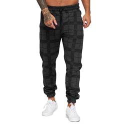 Jogginghose Herren Trainingshose Loose Fit Sporthose Lang Sweatpants Kariert Freizeithose für Männer Herren Jogginghose Sporthose Baumwolle Fitness Slim Fit Hose Freizeithose Joggers von TBSCWYF