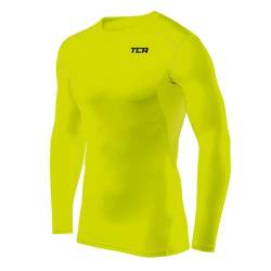 TCA Herren HyperFusion Kompressionsshirt Atmungsaktiv Langarm Funktionsshirts Schnell Trocknend Sportshirt Laufshirt - Licht Grün, L von TCA