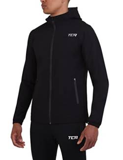 TCA Herren leichte wasserdichte Regenjacke mit Reißverschlusstaschen - Schwarz, M von TCA