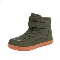 TDEOK Barfuß-Winterstiefel für und Mädchen mit weiter Zehenpartie, knöchellange Winter-Schneestiefel mit Schlupfsohle für/große Kinder Schuhe Junge 28 (Green, 33 Big Kids) von TDEOK