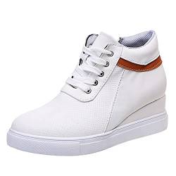 TDEOK Bequeme Schuhe Keils Toe Frauen atmungsaktive Pumps Schnürung Runde einzelne beiläufige Frauen Freizeitschuhe Damenschuhe Weite H 41 (White, 37) von TDEOK