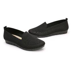 TDEOK Damen Casual Mesh Slip On Wedges Round Toe Atmungsaktive Einzelschuhe Schuhe O Damenschuhe 38 (Black, 42) von TDEOK