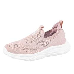 TDEOK Damen Slip-On Socken-Sneakers Mesh-Schuhe Wanderschuhe Weiche Sohle Freizeitschuhe Hohe Schuhe Damen Absatz (Pink, 40) von TDEOK