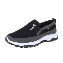 TDEOK Diabetiker Schuhe Herren Winter Sportschuhe Dicke Sohlen rutschfeste Bequeme Einfarbige Weiche Stoffoberseite Beleg Auf Lässigem Stil Schuhe Herren Sneaker New (Black, 42) von TDEOK