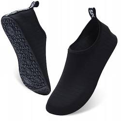 TDEOK Erwachsene Strandschuhe für Männer und Frauen, rutschfest, weicher, zum Tauchen, Backwaters, barfuß, einfarbig, Schwimmschuhe Schuhe Herren Winter (Black, 40-41) von TDEOK