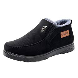 TDEOK Herren-Schneestiefel im und Winter, solide und einfache Baumwollschuhe, modisch und bequem, warm zum Hineinschlüpfen, leicht Breite Schuhe Herren (Black, 44) von TDEOK