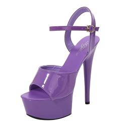 TDEOK High Heels Thin Heels Sexy wasserdichte Plattform Sandaletten mit hohen Absätzen weibliche Fashionshoes für Frauen Yoga Schuhe Damen (Purple, 42) von TDEOK