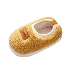 TDEOK Kids Slippers Girls Boys Slippers Cotton Comfy House Slippers Bedroom Slippers Winter Warm Indoor Shoes Hausschuhe Schule Mädchen (Yellow, 26 Toddler) von TDEOK