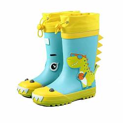 TDEOK Kinder Regenschuhe und Mädchen Wasserschuhe Baby Regenstiefel Wasserstiefel in großen und kleinen Kindern Kinder mit elastischer Kordel Wasserdichte Überzieher (a-Sky Blue, 31 Little Child) von TDEOK