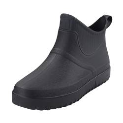 TDEOK Männer Regen Slip Casual Schuhe Kurz Auf Stiefel Wasser Ankle Outdoor Mode männer Casual Schuhe Trachten Schuhe Herren (Black, 45) von TDEOK