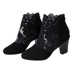 TDEOK Minimalistische Stiefel mit seitlichem Reißverschluss für Damen, Stiefeletten, Kurze Stiefel, Einzelschuhe für Damen, Freizeitschuhe Damen Schuhe Elegant (Black, 37) von TDEOK