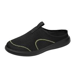 TDEOK Mode Männer Freizeitschuhe Atmungsaktives Mesh Flach Tragen Leichte Casual Halb Hausschuhe Herren Schuhe Schwarz 42 (Black, 48) von TDEOK