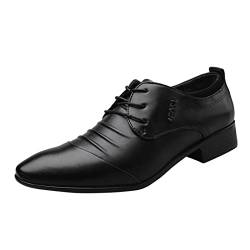 TDEOK Mode und Männer Lederschuhe Low Heel Spitzschuh Spitze Einfarbig Business Skate Schuhe Herren (Black, 40) von TDEOK