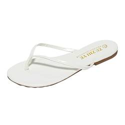 TDEOK Sandalen Flip Flops dicke Sohle einfarbig offener Zeh lässig bequem Damenschuhe Sneaker Hoch (White, 39) von TDEOK