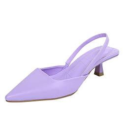 TDEOK Solide Single Sandals Farbe Schuhe lässige elastische Zehen Frauen High Heels Spitze Frauen High Heels Fußball Schuhe Damen (Purple, 42) von TDEOK