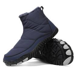 TDHLW Barfußschuhe Unisex Winterstiefel, Damen Herren Zehenschuhe Winter Warm rutschfest Wasserdicht Gefüttert Leicht Winterschuhe Damen Herren Traillaufschuhe,Dark Blue,43 EU von TDHLW