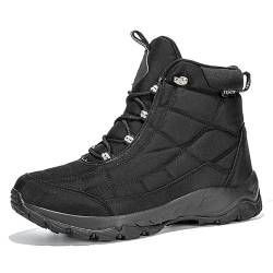 TDHLW Herren Winterschuhe Warm Gefüttert Schneestiefel Winter Outdoor, mit Fell gefütterte, wasserdichte Winterstiefel rutschfeste Atmungsaktiv Winter Wander Schuhe Stiefel,Schwarz,43 EU von TDHLW