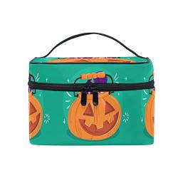 Make-up-Tasche für Damen, Motiv: Halloween, Zucker, Kürbis, Totenkopf, Kosmetiktasche, Kulturbeutel, Zug, siehe abbildung, Einheitsgröße, Rucksack, Rucksäcke von TDTRADD