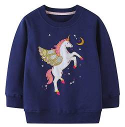 Mädchen Sweatshirt für Kinder Süß Cartoon Pullover Baumwolle Top Langarm T-Shirt Größe 7-8 Jahre von TEDD