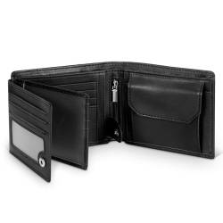 TEEHON Geldbörse Herren Slim Wallet RFID Blocking Mikrofaser Portmonee Herren mit 13 Kartenetui, Ausweisfenster, Geldscheinfächern, Reißverschlussfach, Geldscheinklammer, mit Geschenkbox - Schwarz von TEEHON