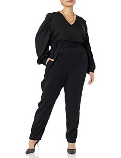 TEREA Jumpsuit für Damen, Brooklyn Plissiert Power-Schultern, Schwarz, Größe XS von TEREA