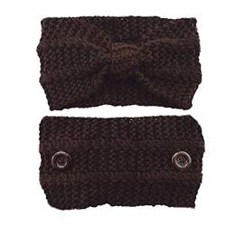 Häkel-Turban für den Winter, geknotete Schleife, Stirnband mit Knopf, elastisch, gestrickt, warm, breit, für den Kopf, kaltes Outdoor-Zubehör von TERNCOEW