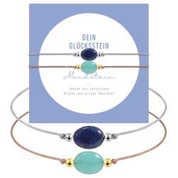 TERRISHE Lapislazuli und Aquamarin Armband für Damen, Handgemacht Edelstein Armband Blau mit Goldperlen, Glück Freundschaft Armband Mutmacher und Motivation Geschenk für Frauen Mädchen von TERRISHE