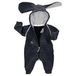 TESTEL Koala Baby Strampler Overall Baby Jungen/Jumpsuit Baby Jungen als Baby Strampler ohne Füße in Dunkelgrau mit Ohren & Kapuze/Hasen Overall Baby Neugeborene & Kleinkinder/Gr. 68 (3-6 Monate) von TESTEL