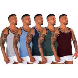 TEXEMP 4er Pack Herren Unterhemd Achselhemd Feinripp Melange Muskelshirt Tanktop Set - 4 Farben 3XL von TEXEMP