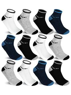 TEXEMP 6 oder 12 Paar Sportsocken Sneaker Socken Herren Damen Frotteesohle Baumwolle Füßlinge Quarter Mehrfarbig - 47-50 12 Paar (Lager 97) von TEXEMP