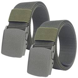 Arbeitsgürtel für Männer Nylon Gürtel, Belts for Men, Tactical Military Nylon Webbing Belt with Metal-free Buckle, 2 Pack(Armygreen,Length 170CM/67") von TGDGFKIAS