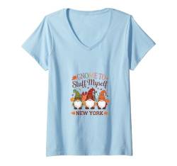 Damen Gnome To Stopf Myself New York Thanksgiving Herbst T-Shirt mit V-Ausschnitt von THANKSGIVING GNOMES FALL SEASON States