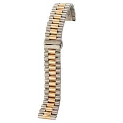 THBGTCNQ 2in1 Flaches, gebogenes Ende, Halbkreisglied, massives Edelstahl-Uhrenarmband, 12 13 14 16 17 18 19 20 21 22 mm, Ersatzarmband(Silver Rosegold,19mm) von THBGTCNQ