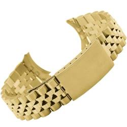 THBGTCNQ Gebogene Enden Edelstahlband Metallband 13mm 17mm 18mm 19mm 20mm 21mm 22 mm Maße Breite(Gold,19mm) von THBGTCNQ