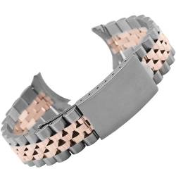 THBGTCNQ Gebogene Enden Edelstahlband Metallband 13mm 17mm 18mm 19mm 20mm 21mm 22 mm Maße Breite(Silver Rosegold,19mm) von THBGTCNQ