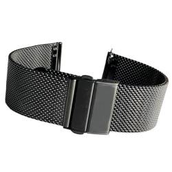 THBGTCNQ Geflochtenes Edelstahl-Metallarmband 16 mm 18 mm 20 mm 22 mm Schnellverschluss-Mesh-Armband Metallfaltschließe Armbandzubehör(Black,16mm) von THBGTCNQ