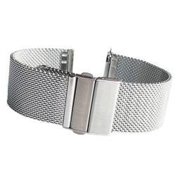 THBGTCNQ Geflochtenes Edelstahl-Metallarmband 16 mm 18 mm 20 mm 22 mm Schnellverschluss-Mesh-Armband Metallfaltschließe Armbandzubehör(Silver,16mm) von THBGTCNQ