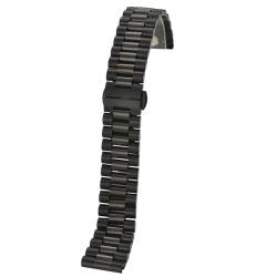 THBGTCNQ Massives Edelstahl-Uhrenarmband, 12–22 mm, Ersatzarmband, 3-reihig, mit Werkzeug(Black,18mm) von THBGTCNQ